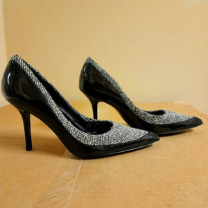 Nine West Houndstooth Fabric & Patent Leather Here's, Sz 6.5 NWOT